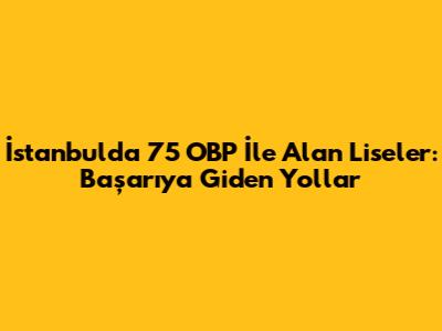 İstanbul'da 75 OBP İle Alan Liseler: Başarıya Giden Yollar