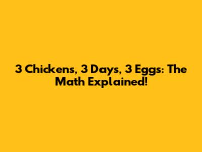 3 Chickens, 3 Days, 3 Eggs: The Math Explained!