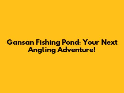 Gansan Fishing Pond: Your Next Angling Adventure!