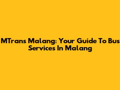 MTrans Malang: Your Guide To Bus Services In Malang